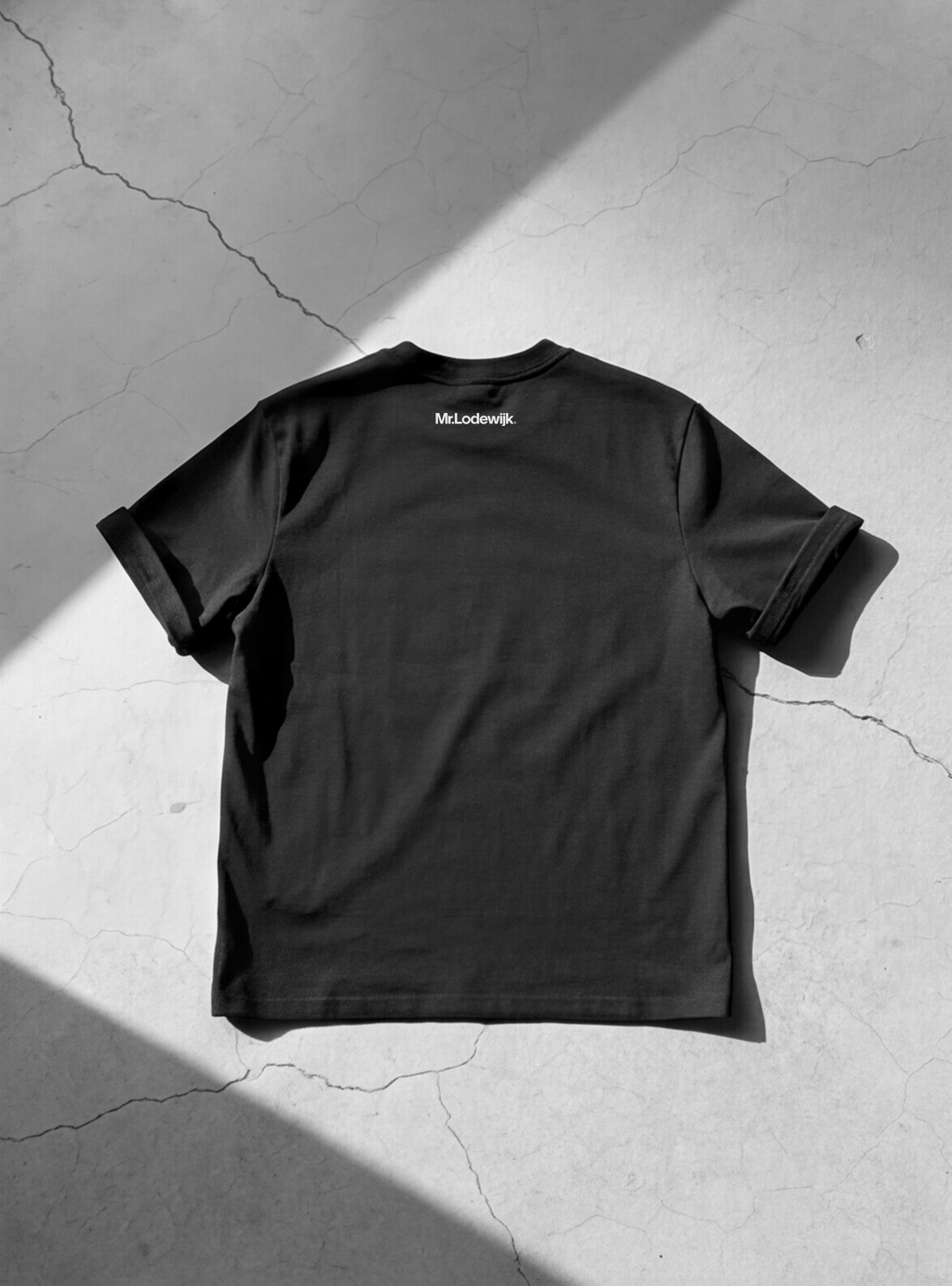 BLOW ME tee from The Fifth State of Matter series — back view with Mr.Lodewijk neck print